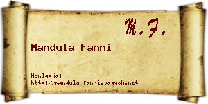 Mandula Fanni névjegykártya